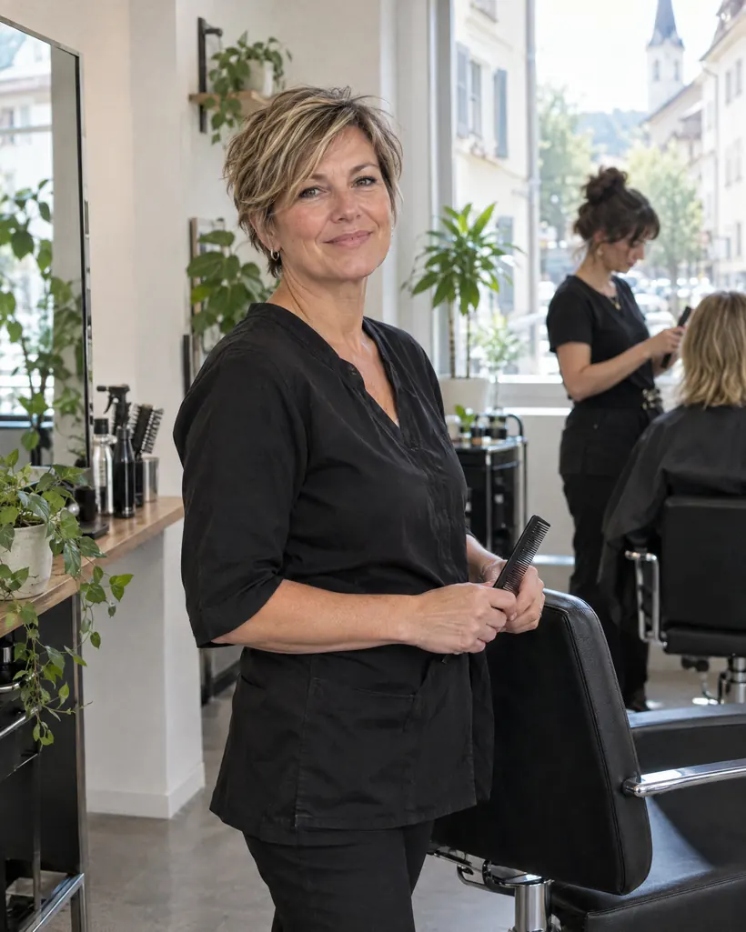 Coiffeuse in ihrem Salon